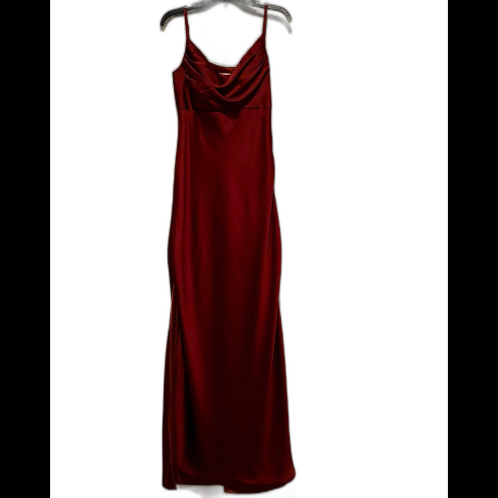 Revelry Copper - Satin Cowl Neck Strappy Sleeveless Long Maxi Dress Women’s 8